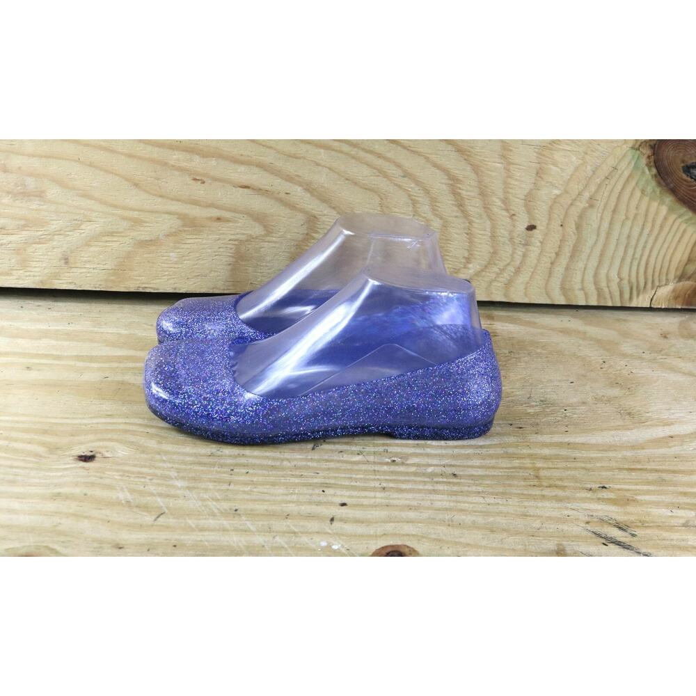 New Jeffrey Campbell Womens 7 Blue Glitter Balanced Clear Flat Slip On Shoes